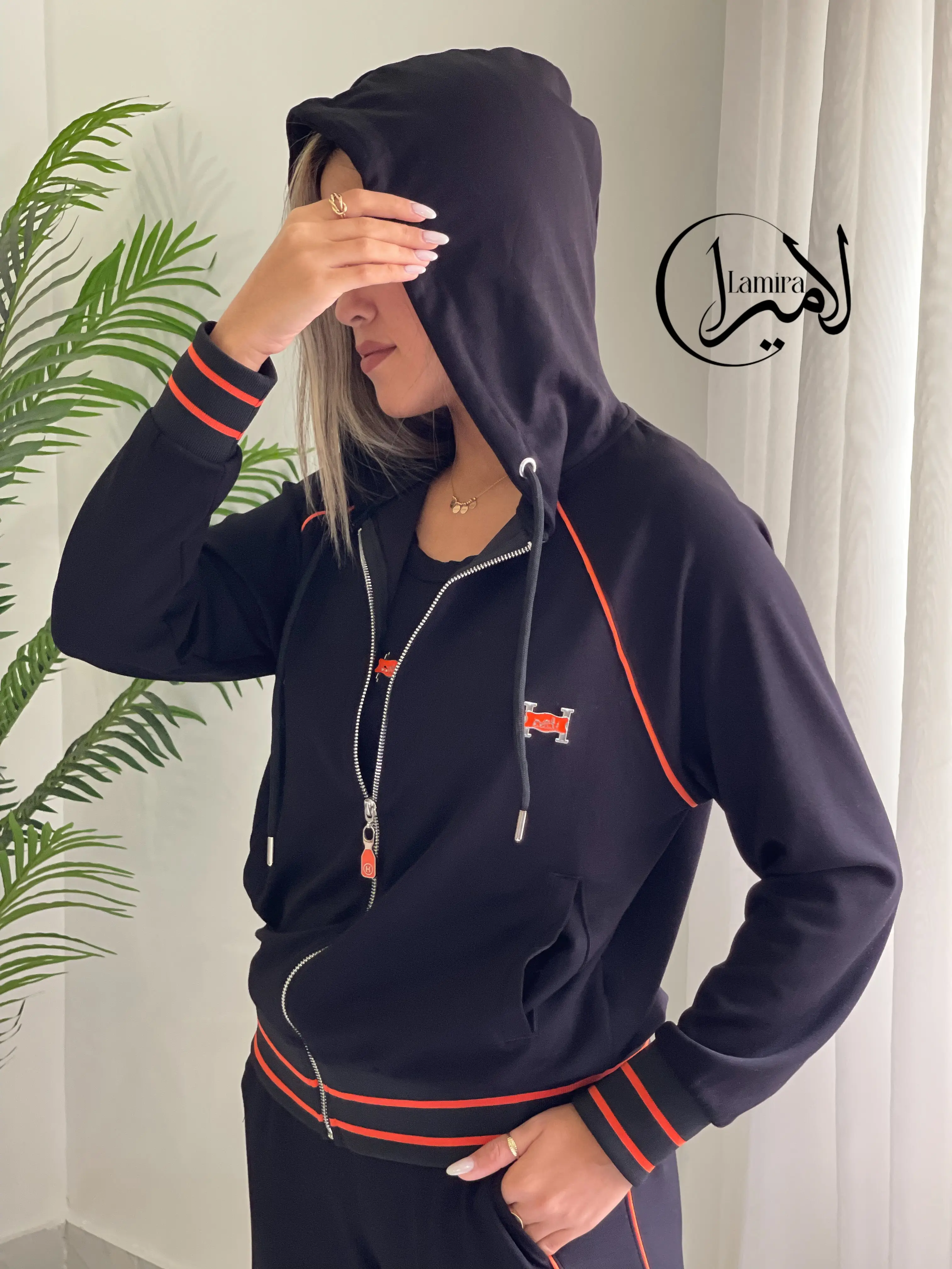 ست سه تیکه سوییشرت کلاه دار Hermes مستر ترک